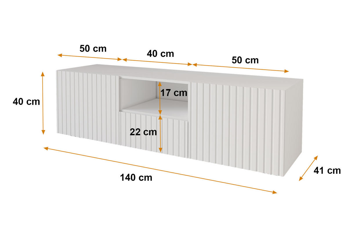 LOWBOARD KITO-W 140x40x41 cm - Weiß - Weiß, Holzwerkstoff (140/40/41cm) - ALTDECOR