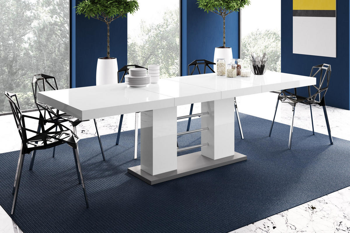 ESSTISCH rechteckig Weiß Hochglanz 160/89/75 cm - Weiß Hochglanz, Holzwerkstoff (89/160/75cm) - designimpex