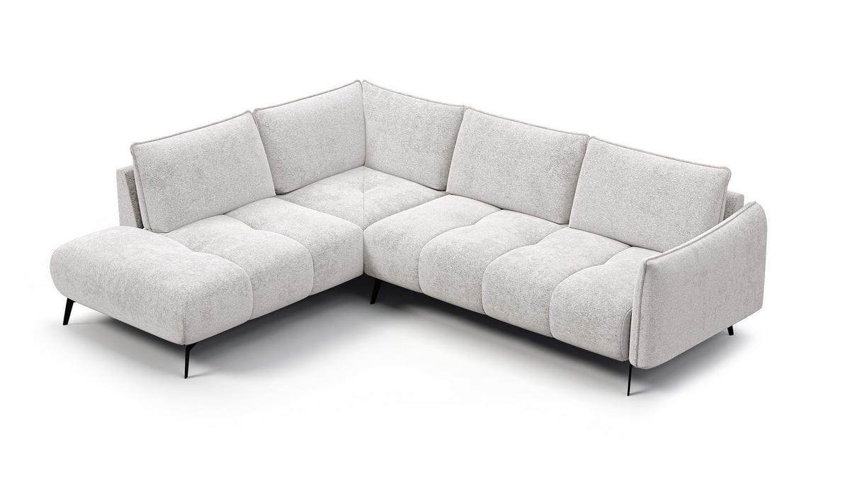 ECKSOFA AERA 5-Sitzer links, ecru - Ecru/Schwarz, Holz/Textil (268/206cm) - Courtois Laville