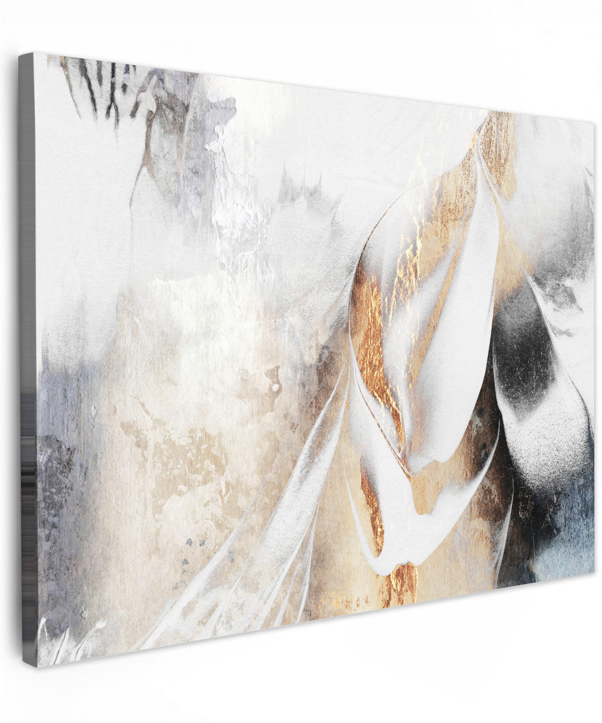 LEINWANDBILD Luxus - Abstrakt - Gold - Weiß Wandbilder 80x60 cm - Goldfarben, Textil (80/60cm) - MuchoWow