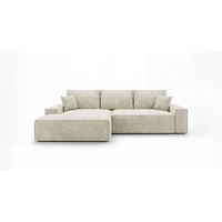ECKSOFA VERONA links weiß Cord Poso 100 - Schlaffunktion, Bettkasten - Weiß, Textil (280/185cm) - Cornero