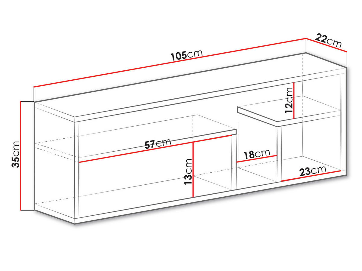 WANDREGAL Pixel PX13 - Eichefarben/Weiß, Holzwerkstoff (105/35/22cm)