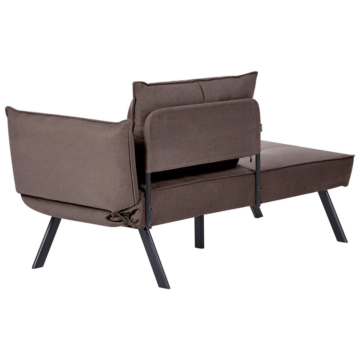 ČALOUNĚNÉ LEHÁTKO CHAISE LONGUE PRAVOSTRANNÉ Látka Hnědé Rocamadour - černá/hnědá, textil (150/83/72cm) - Beliani