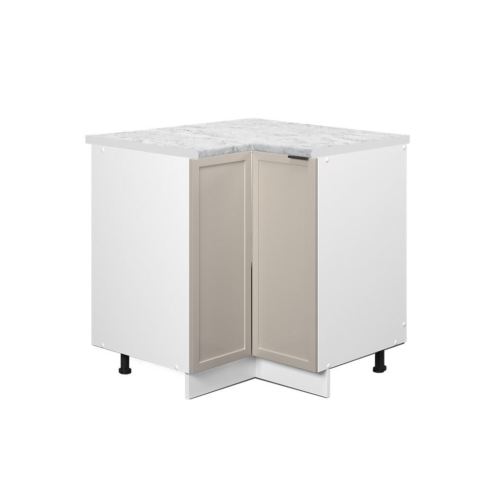 HÖRNUNDERSKÅP Fame-Line Gråbeige 80.5 cm , AP Marble Grå, Vit 82/80.5/60 cm