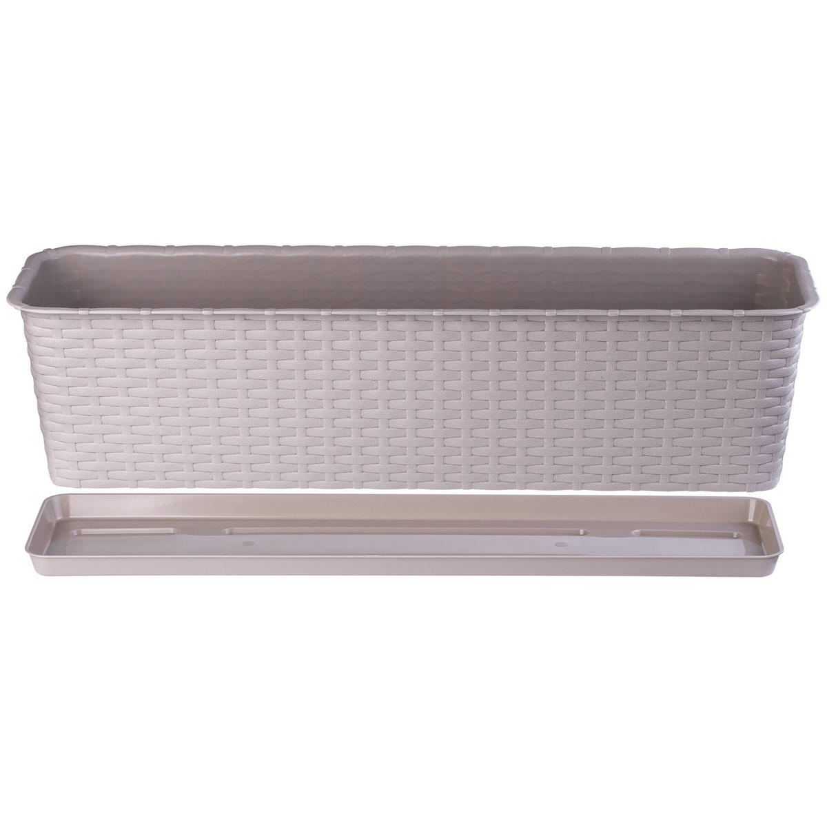 BALKONKASTEN mit Untersetzer 60 cm, Beige - Beige, Kunststoff (17/60cm) - KADAX