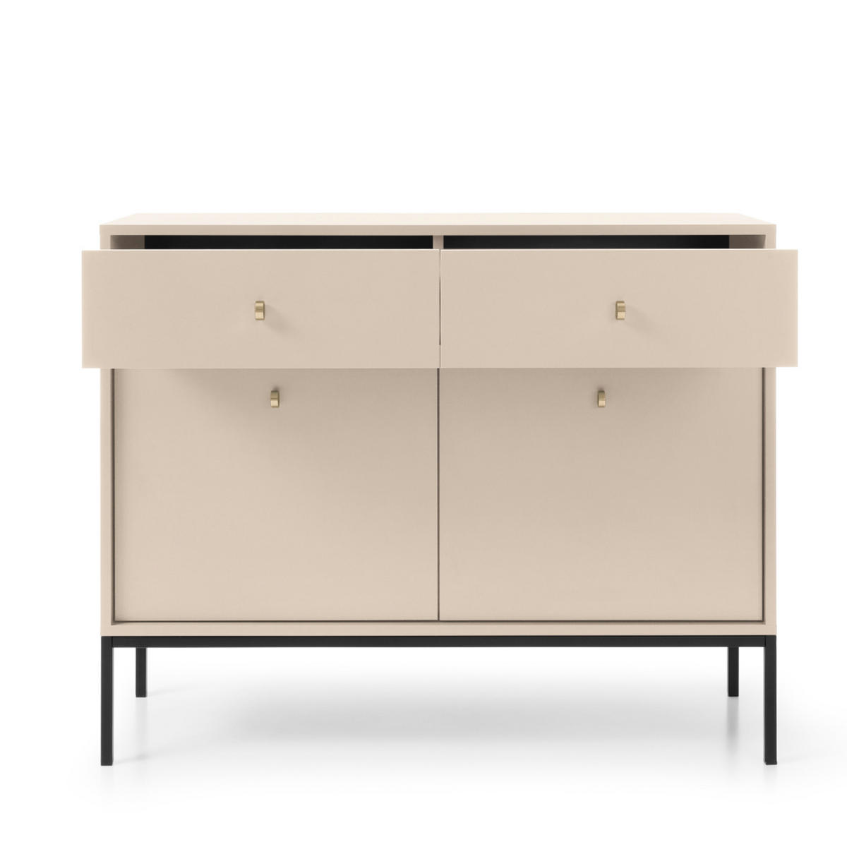 SIDEBOARD MONCTON KOM2-2D2S Metalgriffe, Beige - Beige, Holzwerkstoff/Kunststoff (104/83/39cm) - Komodee