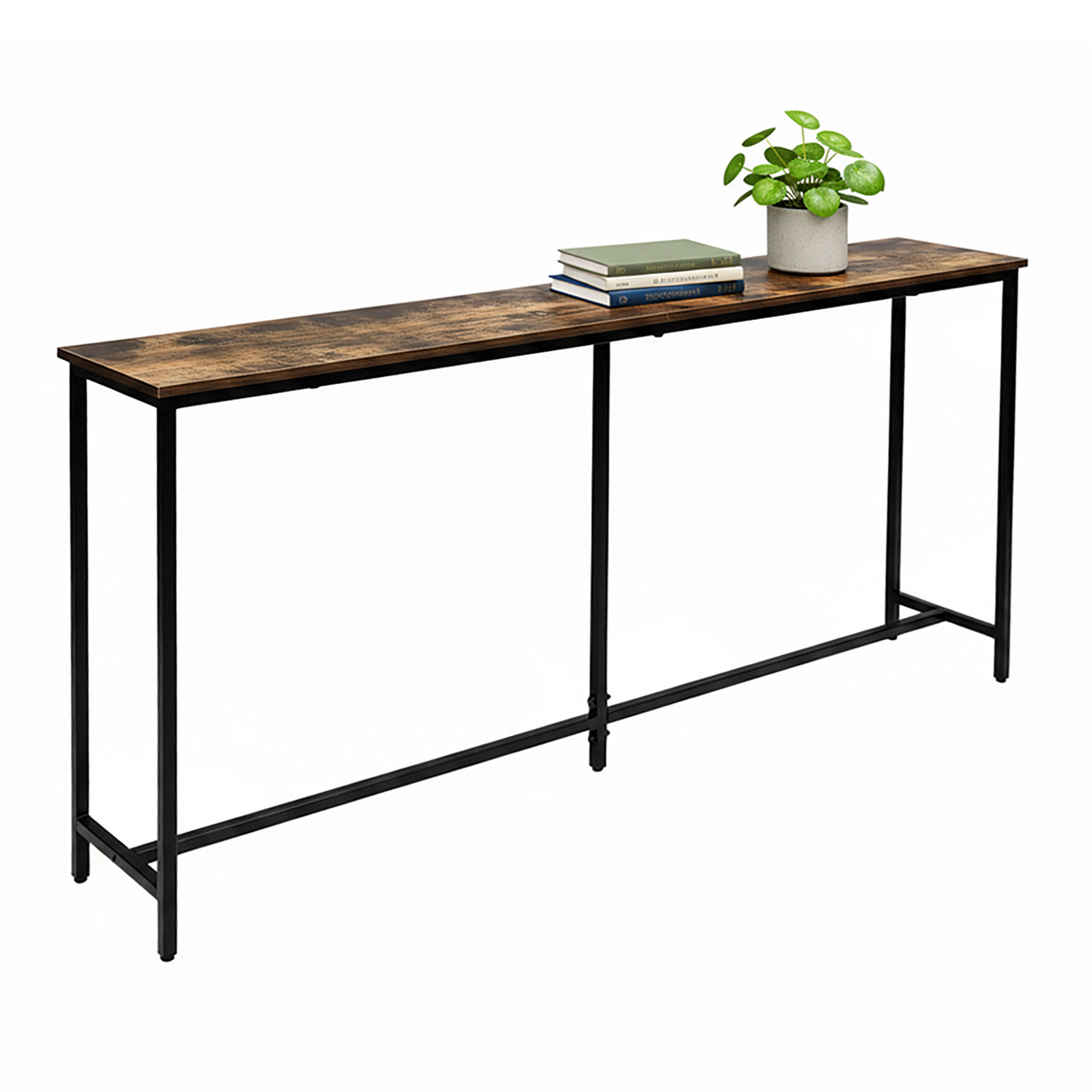 Relaxdays KONZOLKA Tmavě hnědá Černá kov 160 cm