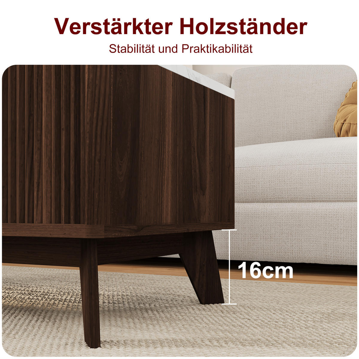 COUCHTISCH NUSSBAUM klappbare Tischplatte & großes Fach - Walnussfarben, Holz (105/32/42cm) - SHOPENTRA