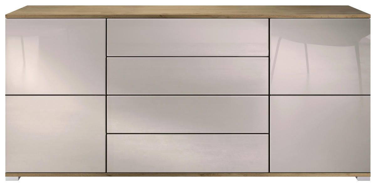SIDEBOARD Rova Sandgrau Hochglanz - Sandfarben, Holzwerkstoff (166.5/75.5/35cm) - Vladon