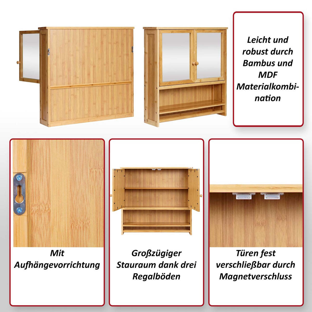 SPIEGELSCHRANK Braun - Braun, Holz (66/62/15cm) - MCW