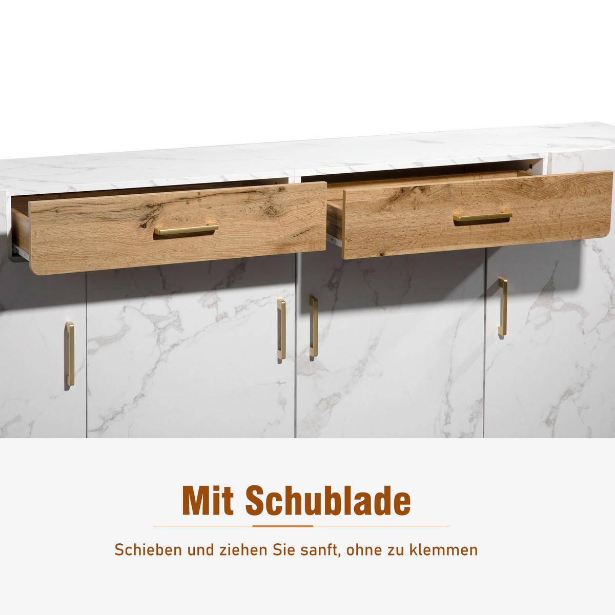 SIDEBOARD, 4 Türen, 2 Schubkästen, 208x39.5x80cm - Weiß, Holzwerkstoff (39.5/80/208cm) - FLIEKS