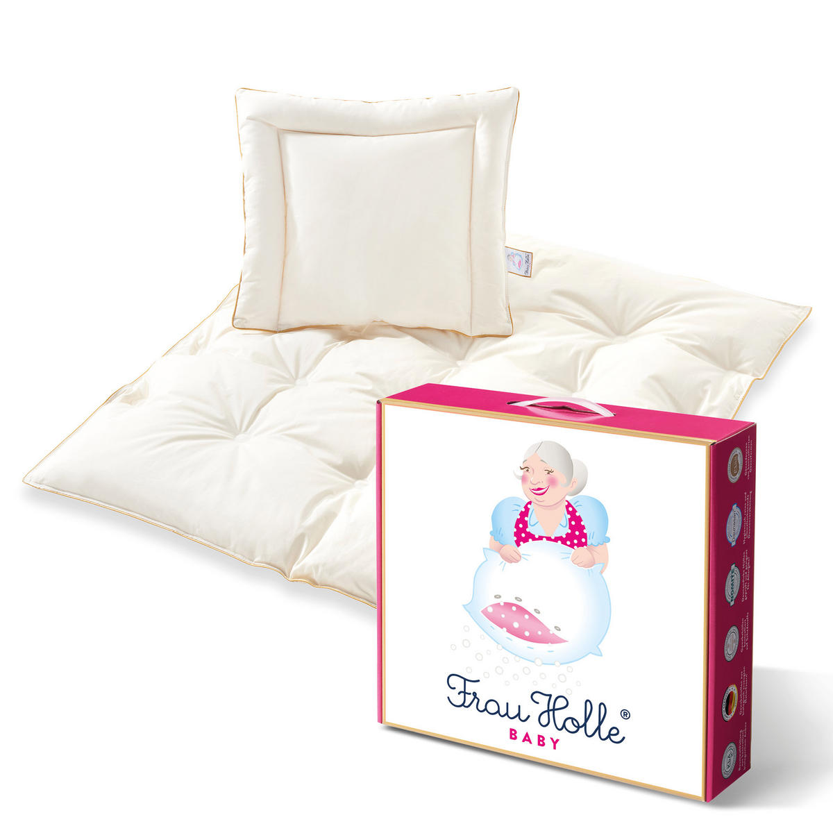 BETTDECKE-KISSEN-SET BABYS Gänsedaunen leicht - Weiß, Naturmaterialien/Textil (80/80cm) - Frau Holle