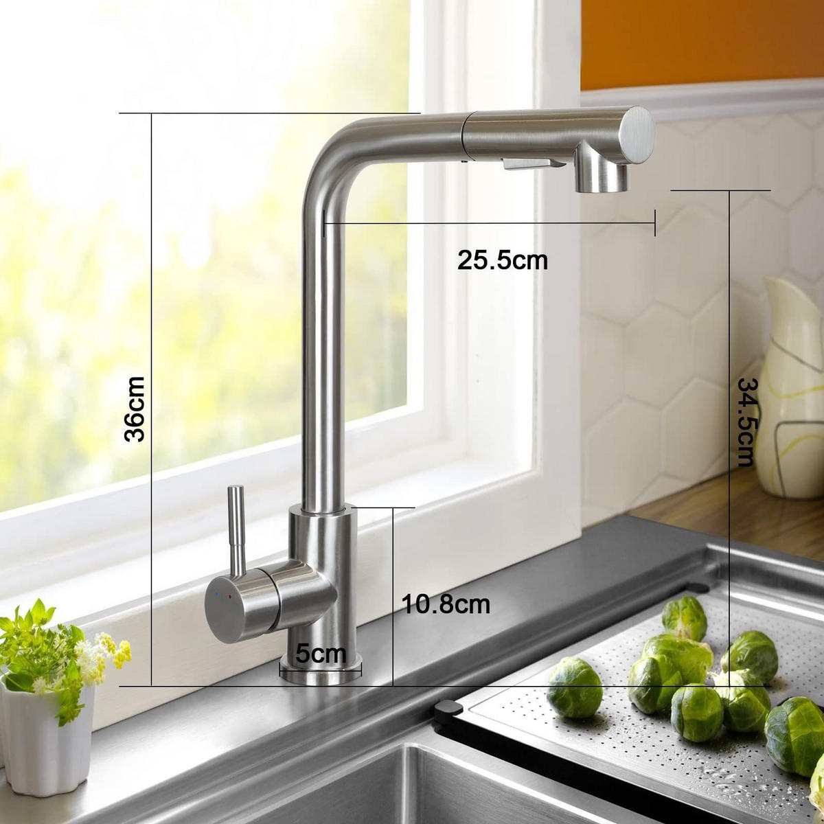 WASCHTISCHARMATUR Brandisi 5/36/25 cm - Silberfarben, Metall (5/36/25cm) - ZMH