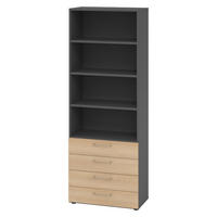 REGAL - 4 Schübe 42/80/215,6 cm in Graphitfarben/Eichefarben - Eichefarben/Graphitfarben, Holzwerkstoff (80/215.6/42cm) - bümö