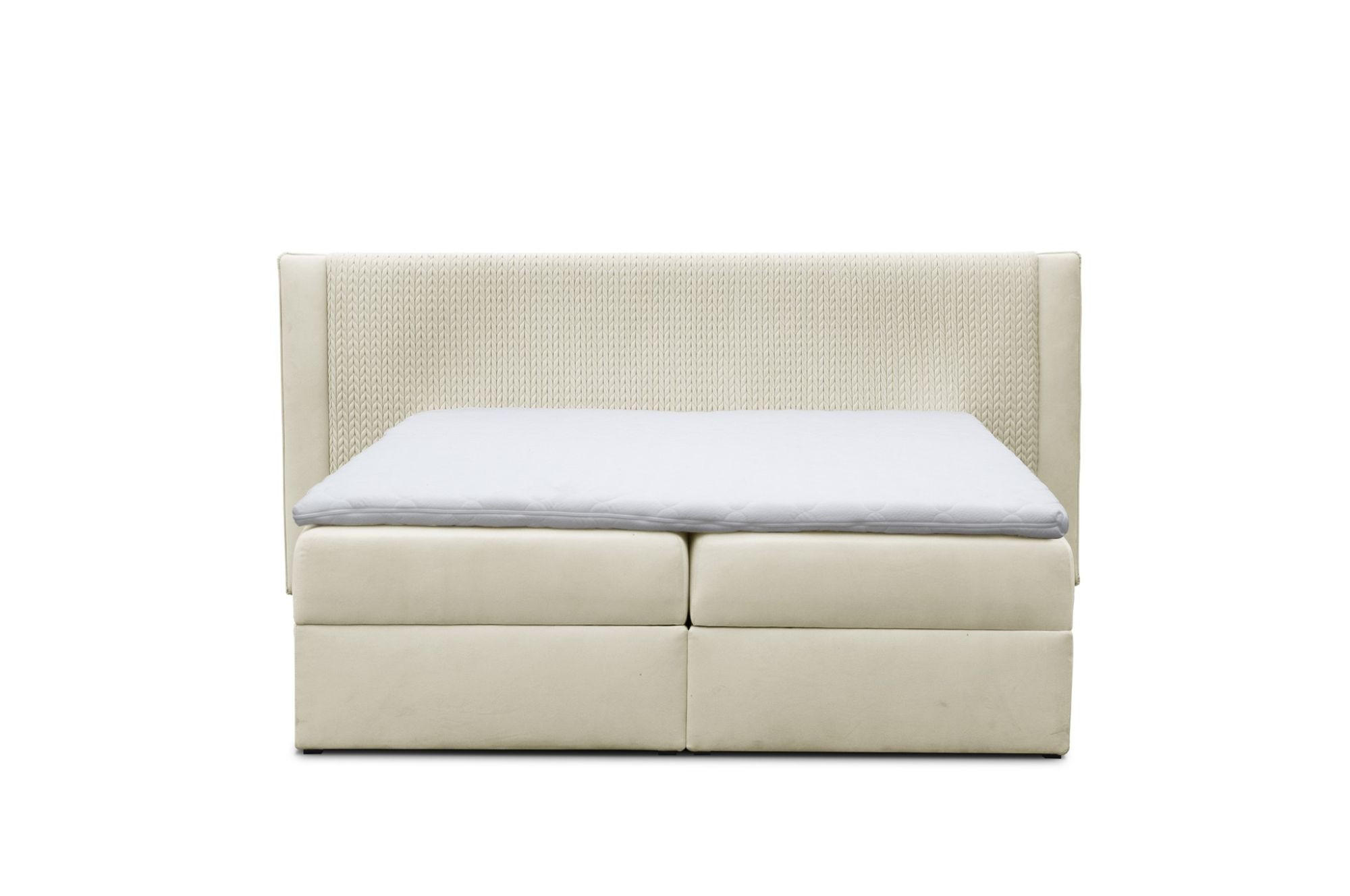 Thumbnail - Fun Möbel Boxbett, Creme, Textil, 160x200 cm, Schlafzimmer, Betten, Boxspringbetten