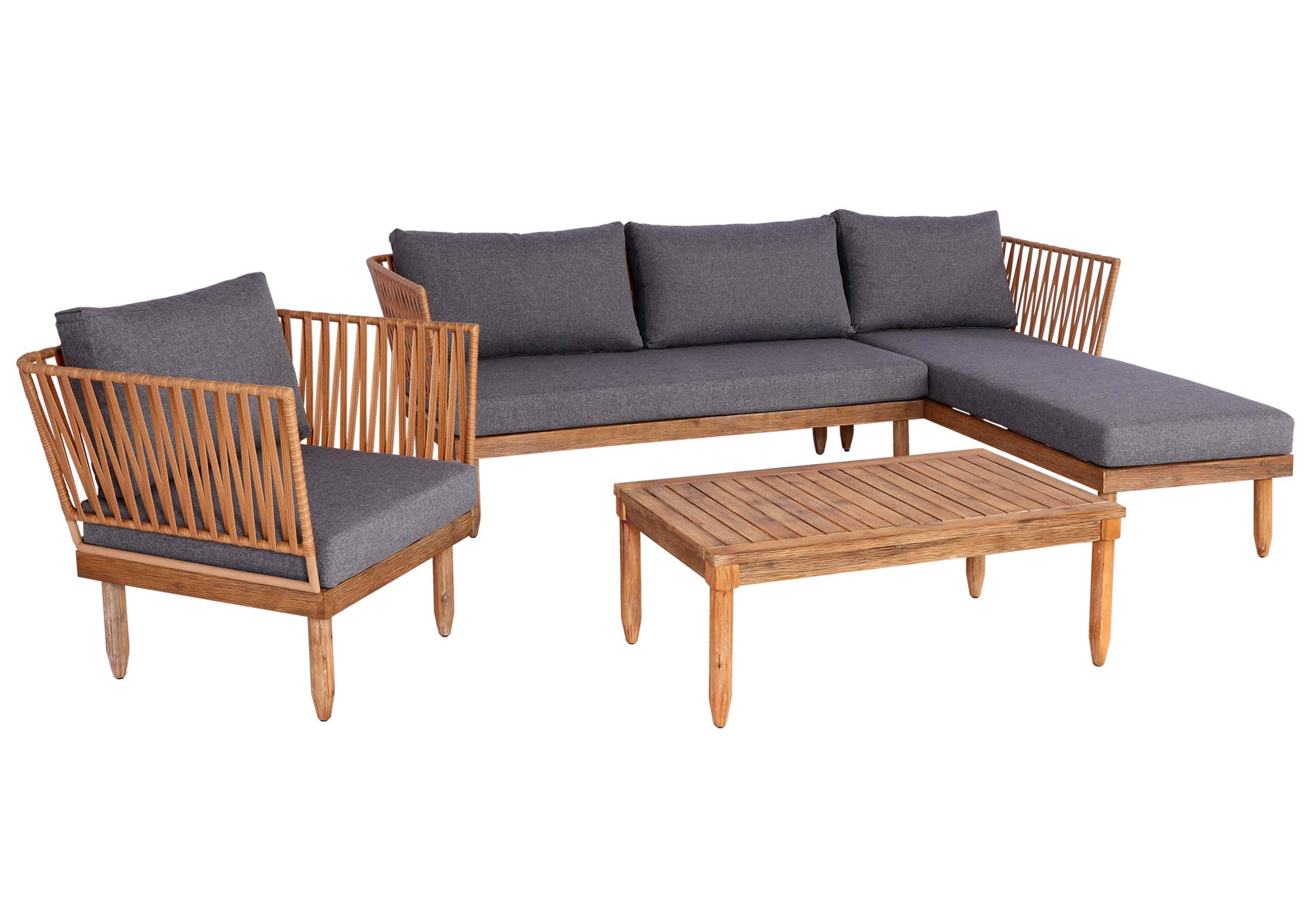 GARTEN-GARNITUR Braun, Grau - Braun/Grau, Holz - MCW
