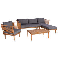 GARTEN-GARNITUR Braun, Grau - Braun/Grau, Holz - MCW