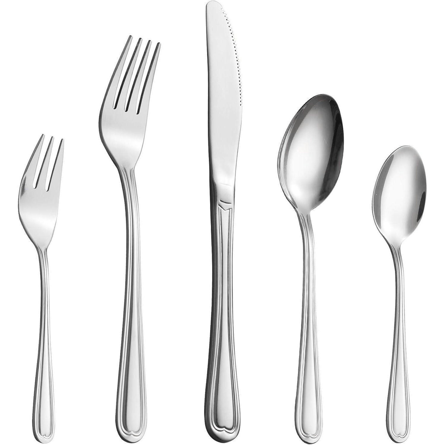BESTECKSET 30-teilig für 6 Personen Edelstahl Spiegelpoliert - Silberfarben, Metall