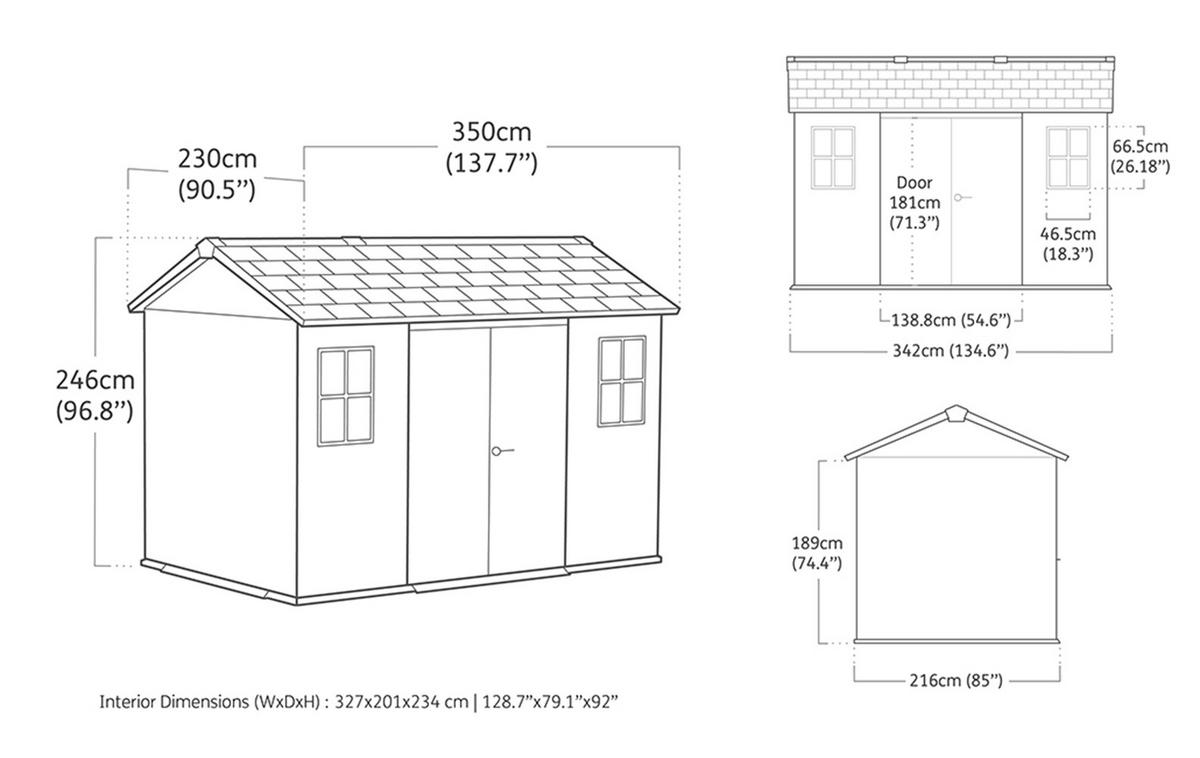 GARTENHAUS Newton - Grau, Kunststoff (350/246/230cm) - Keter