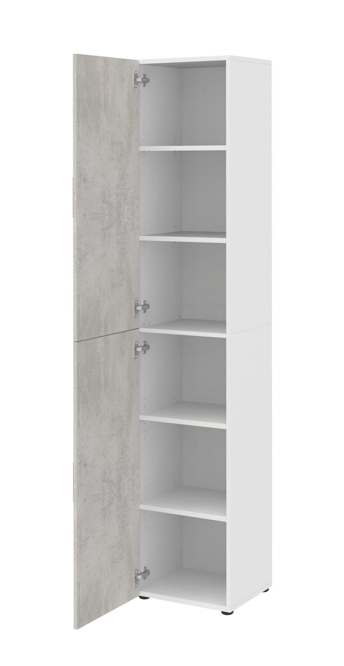 AKTENSCHRANK - zweitürig, 6 Fächer - Weiß/Beton - Grau, Holzwerkstoff (40/212.5/34.4cm) - Röhr