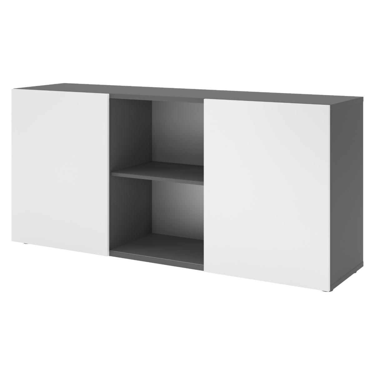 SIDEBOARD mit Schwebetür 42/160/74,8 cm in Graphitfarben/Weiß - Graphitfarben/Weiß, Holzwerkstoff (160/74.8/42cm) - bümö