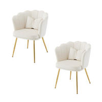 STUHL SET 2-TEILIG Samt Polster Blütenblatt-Rücken Goldfüße & Kissen Beige - Beige, Holz (62/43/54cm) - FLIEKS