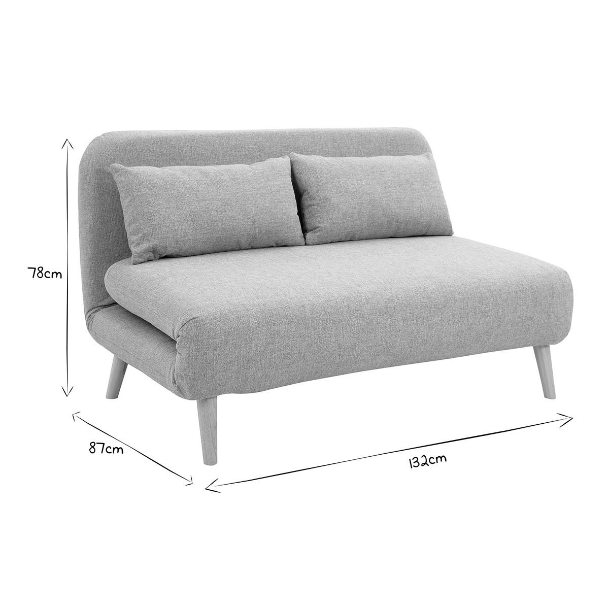 SCHLAFSOFA 2-Sitzer Taupe Stoff Helles Holz AMIKO - Taupe, Textil (87/78/132cm) - Miliboo