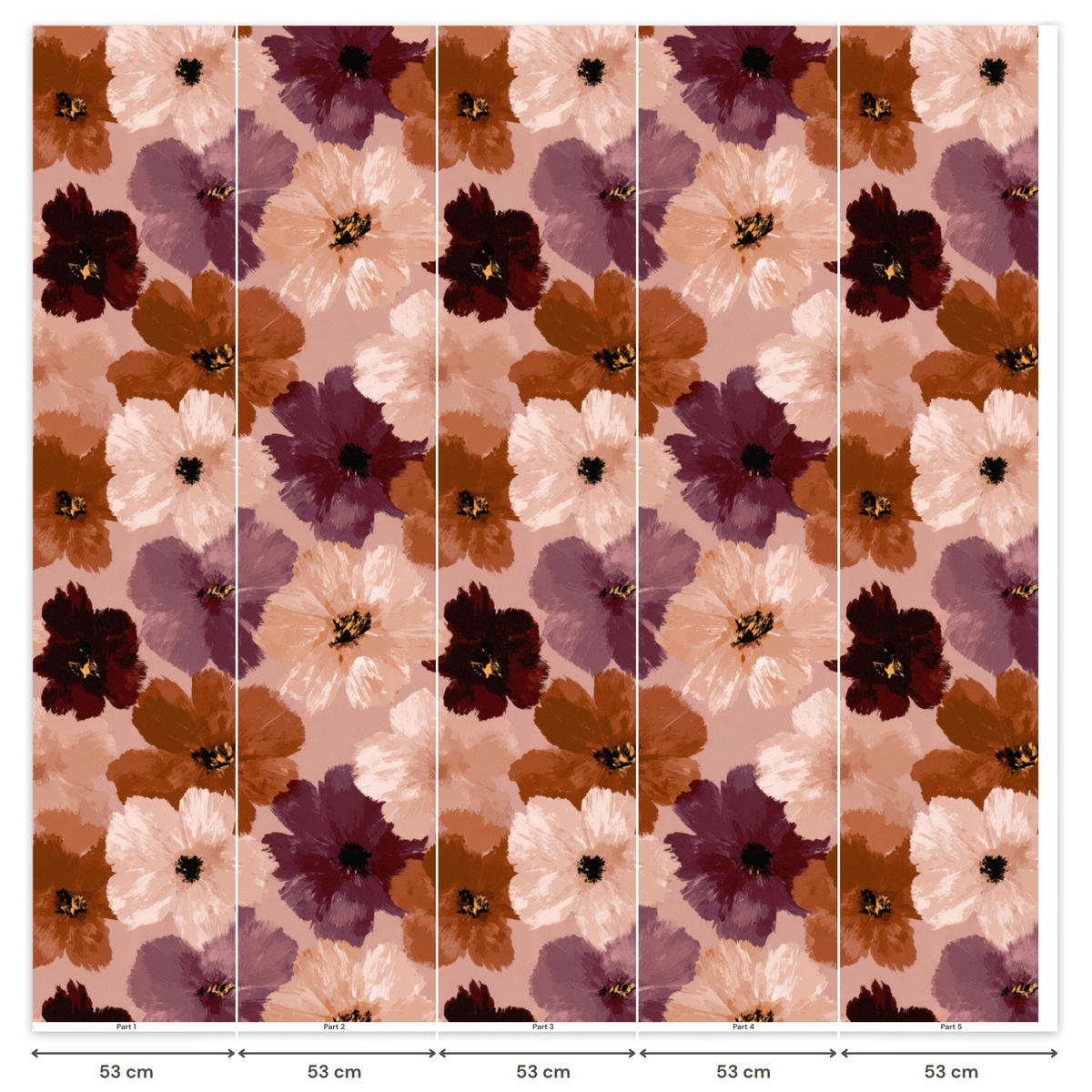 TAPETE - Blumen - Abstrakt - Erdtöne - 260x280 cm - Multicolor, Papier (260/280cm) - OnlyWow