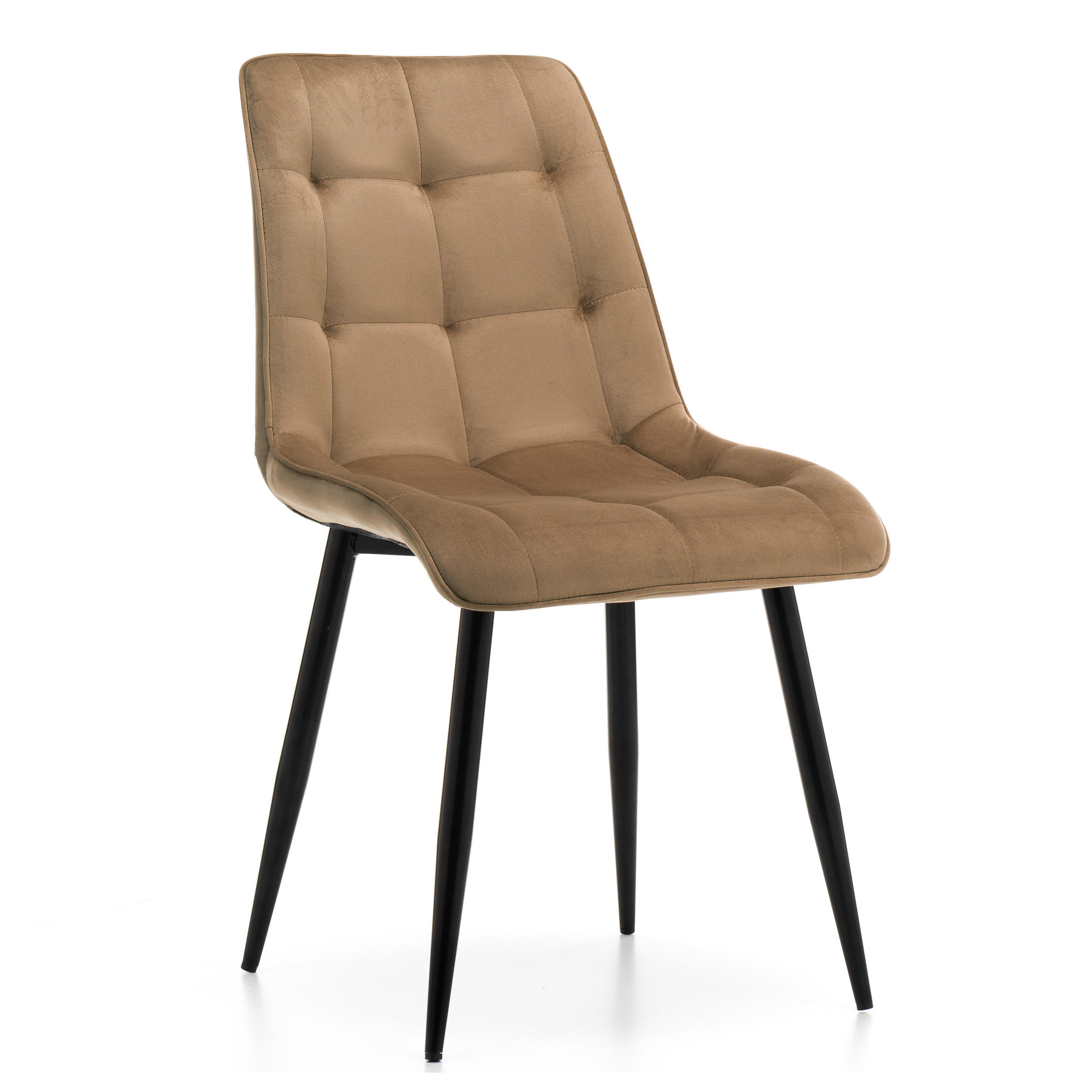STUHL CHIC gespolsterter mit Steppung - beige - Samt Velours - Hellbraun/Beige, Metall (50/88/47cm) - NEW HOME