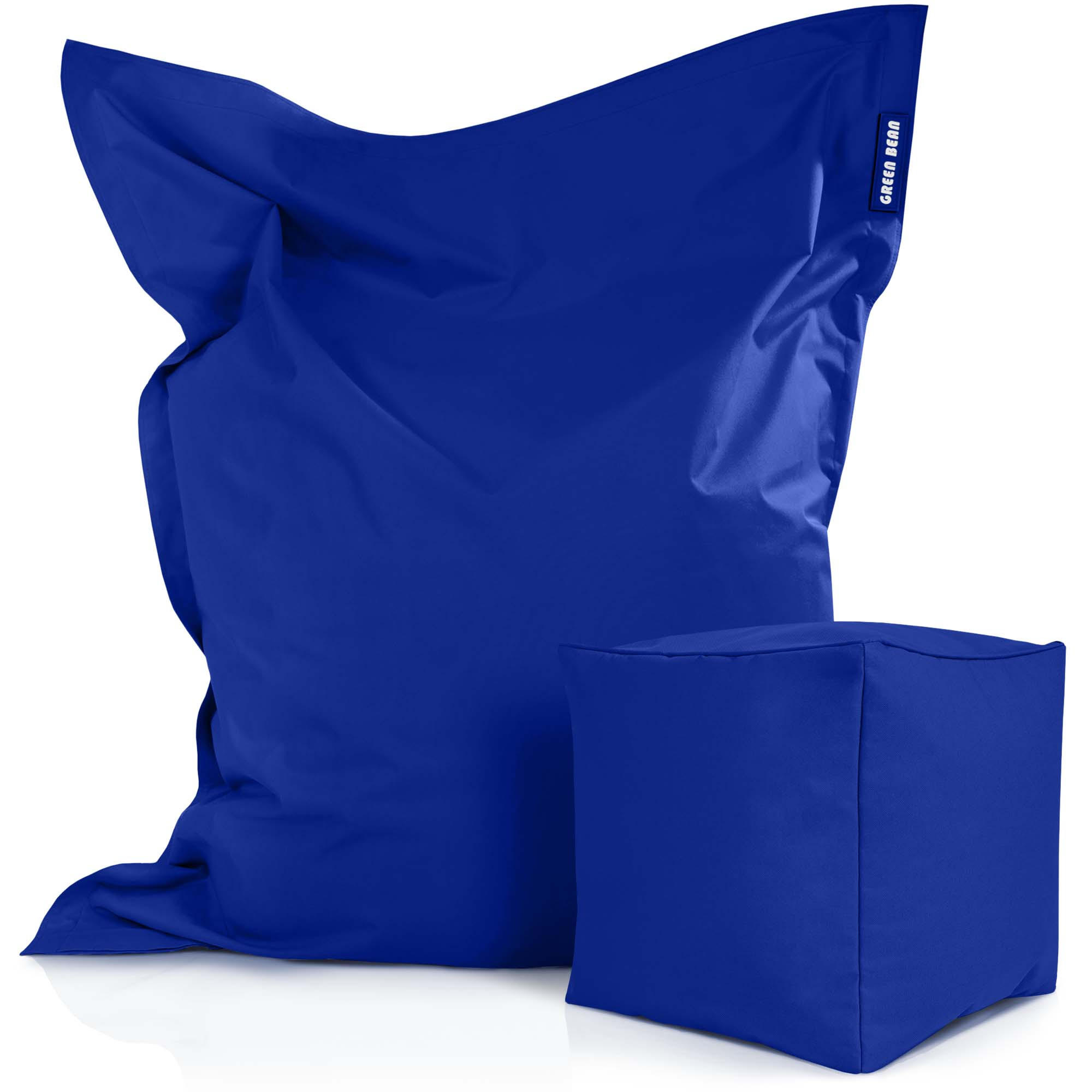 XXL-SITZSACK + Pouf 2er Set - 140x180cm - Blau, Textil (140/25/180cm) - Green Bean