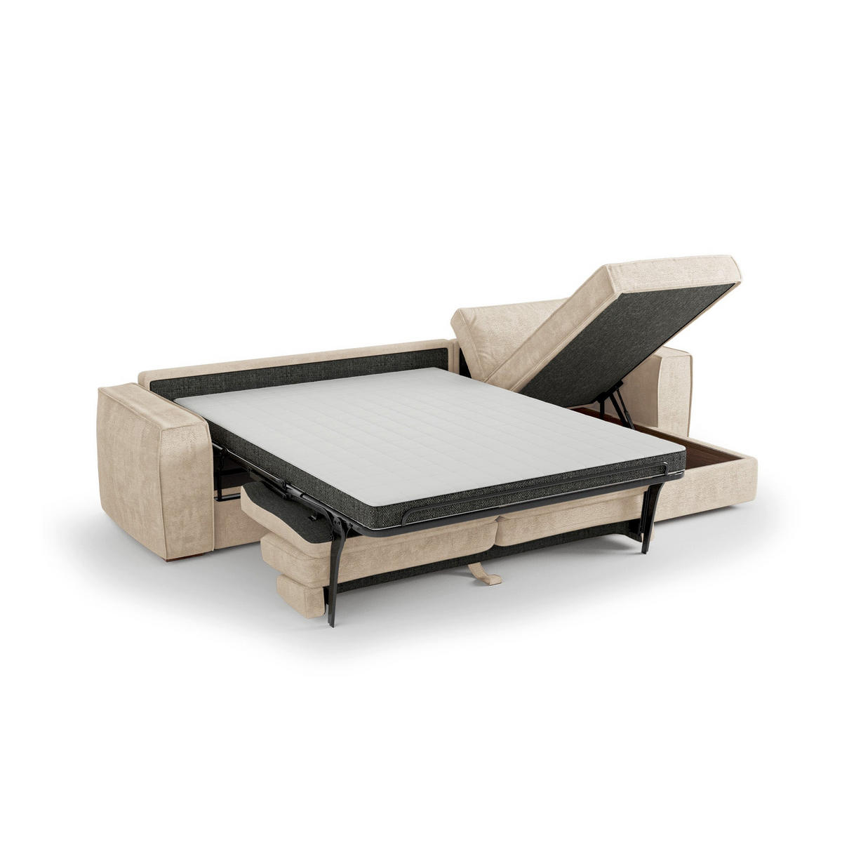 ECKSOFA rechtwinklig MIKA Kettgewebe mit weichem Griff Beige 292cm - Beige, Textil (292/100cm) - Premium Interiors