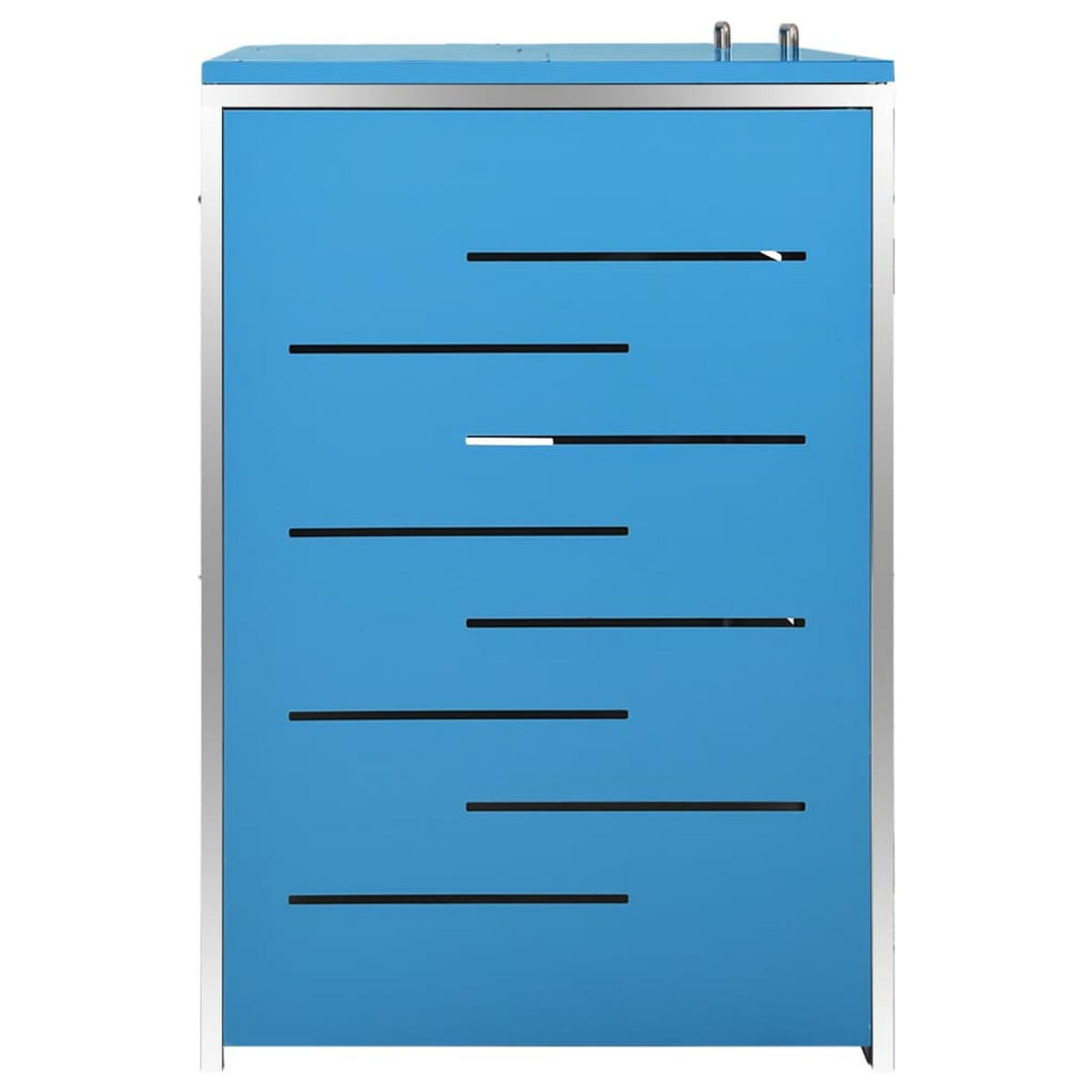 2ER Mülltonnenbox JAGU Edelstahl | Blau | 115,5x138x77,5cm | Für 2 Tonnen 240L - Blau, Metall (138/115.5/77.5cm) - DELUKE