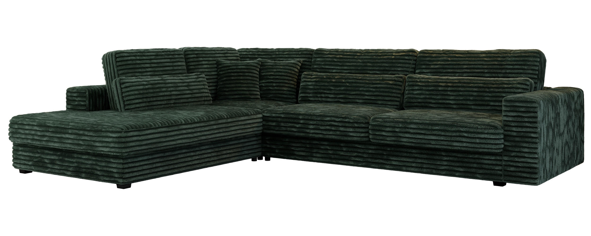 ECKSOFA Savona Grün breiter Cord - links - Schwarz/Grün, Kunststoff/Textil (316/249cm) - MKS