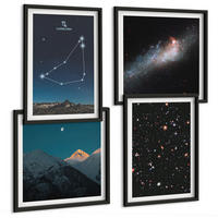 BILDER SET 4er Set - 50x50 cm & 40x60 cm Schwarzer Rahmen - Galaxie im Sternbild Steinbock - Schwarz, Kunststoff (50/50cm) - TULUP