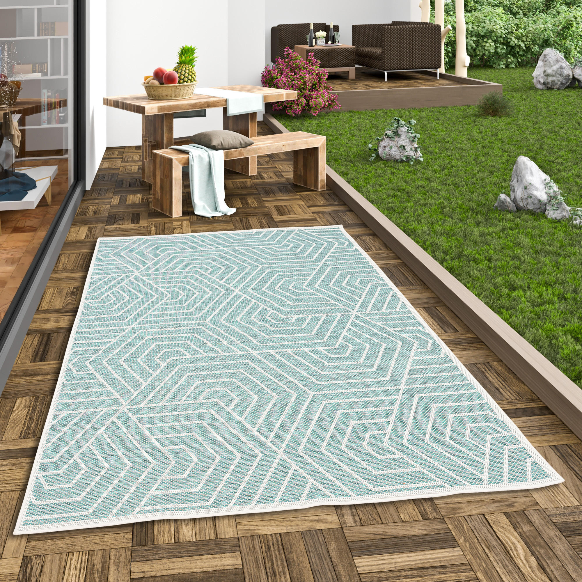 IN & OUTDOOR TEPPICH FLACHGEWEBE OTTAWA TREND - Mintgrün, Textil (80/150cm) - Pergamon