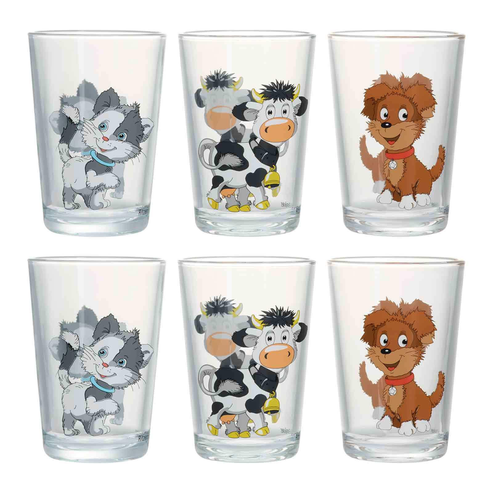 KINDERGLÄSER Hoftiere bunt 205 ml 6er Set - Multicolor, Glas (0.205L) - Ritzenhoff Breker