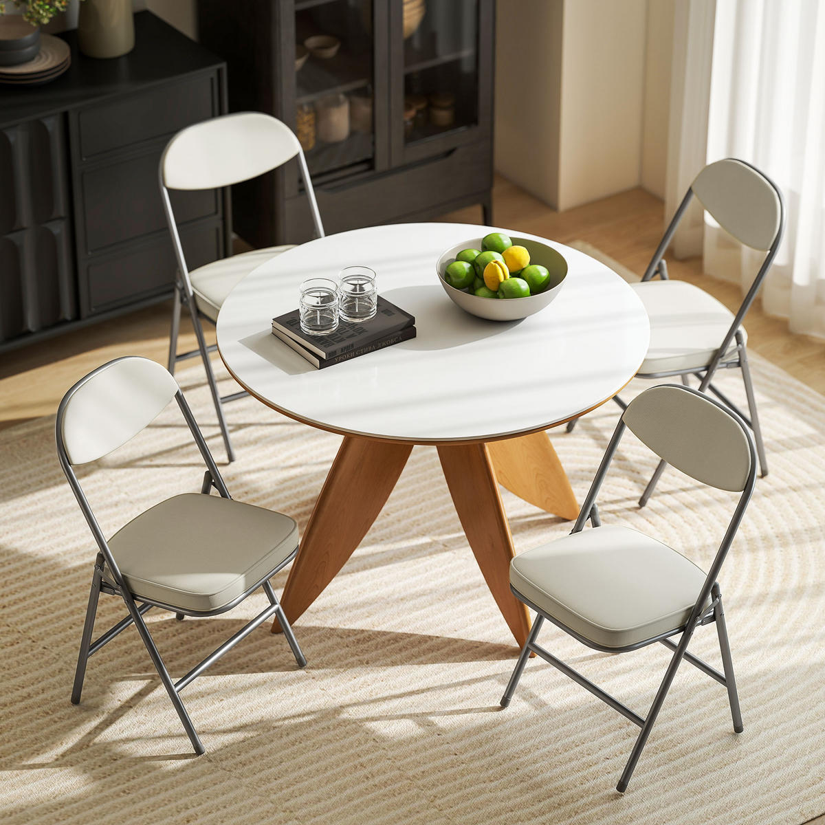 KLAPPSTUHL gepolstert 4er-Set Creme 48.5/45.0/82.0 cm - Creme, Textil (45/82/48.5cm)