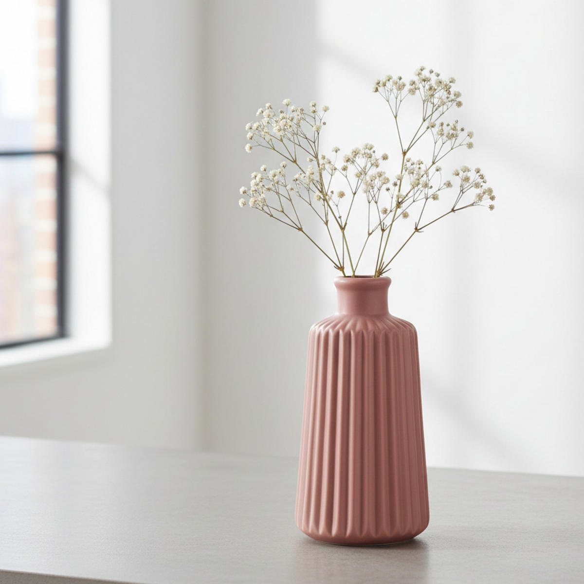 KERAMIKVASE handbemalt Esko 9,5/9,5/17 cm - Rosa, Keramik (17cm) - Boltze Home