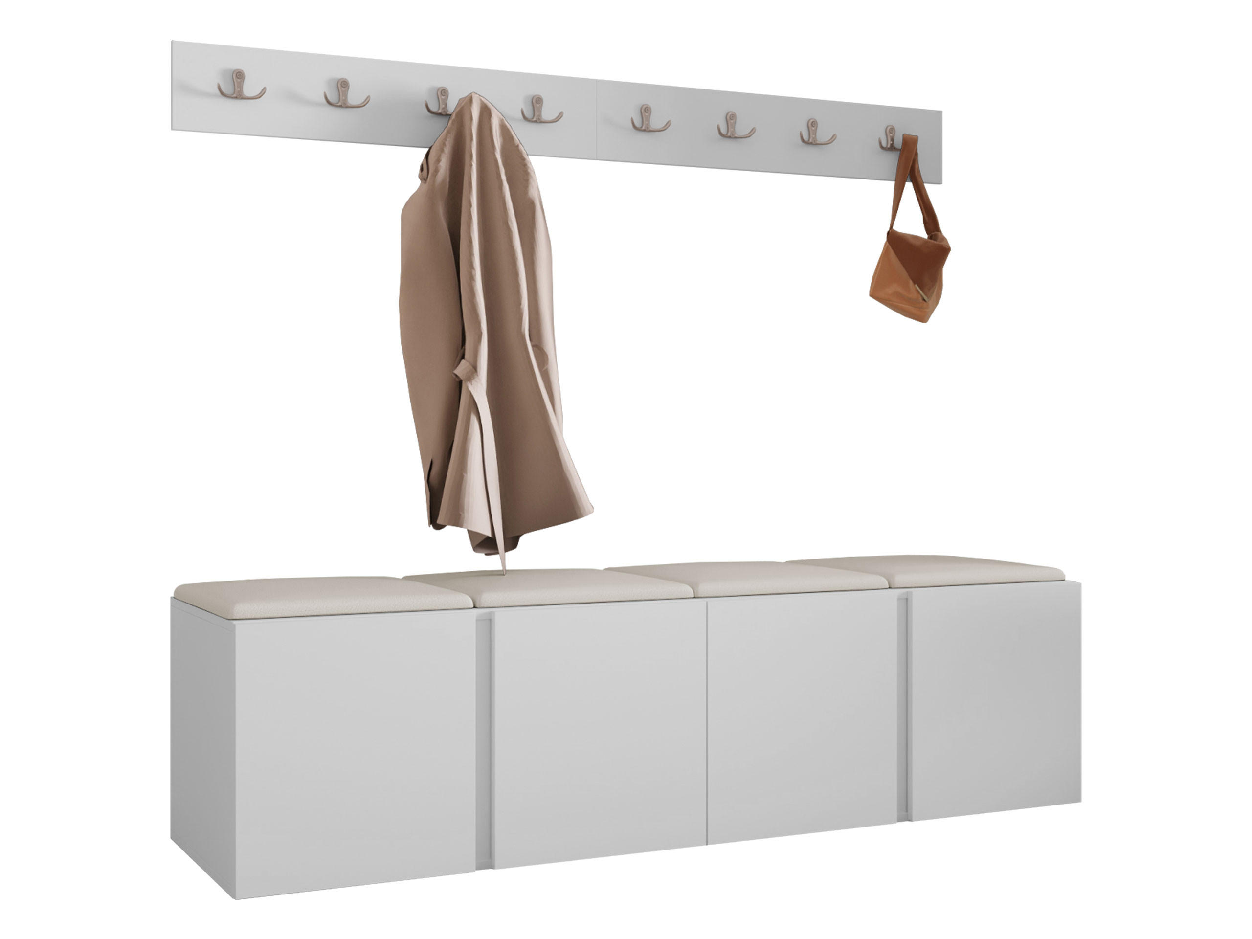 GARDEROBEN-SET Orion VII - Weiß, Holzwerkstoff/Kunststoff (168/42/46cm) - MIRJAN24