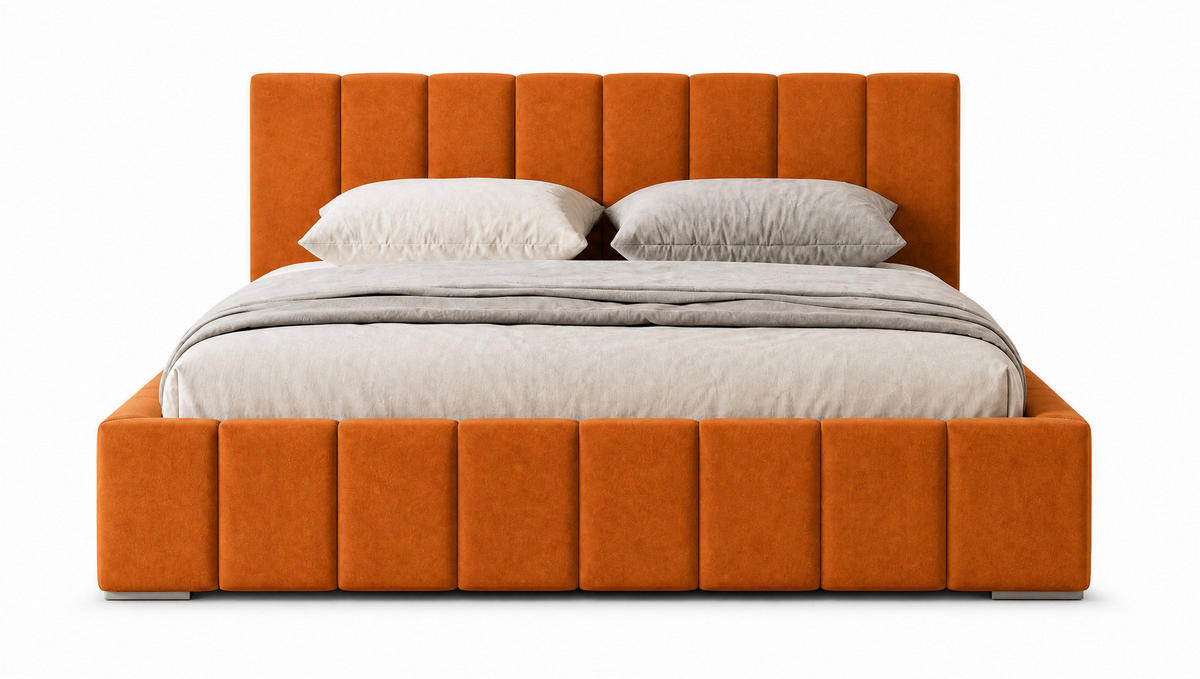 MARPUR Polsterbett MENOS 180x200 cm mit Bettkasten und Lattenrost, Veloursstoff Gelb - Chromfarben/Gelb, Holz/Holzwerkstoff (180/200cm) - Marpur