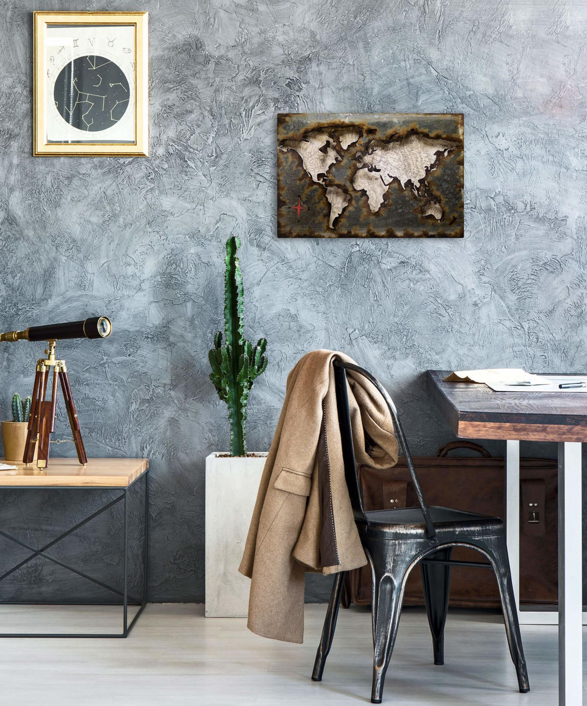 METALLBILD Silber 60/40 cm - Silberfarben/Braun, Metall (1.7/40cm) - KUNSTLOFT