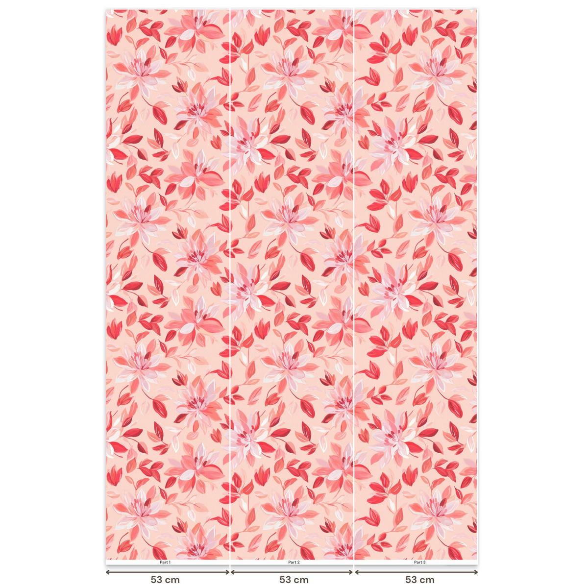 TAPETE - Botanisch - Blumen - Rot - 160x240 cm - Koralle, Papier (160/240cm) - OnlyWow