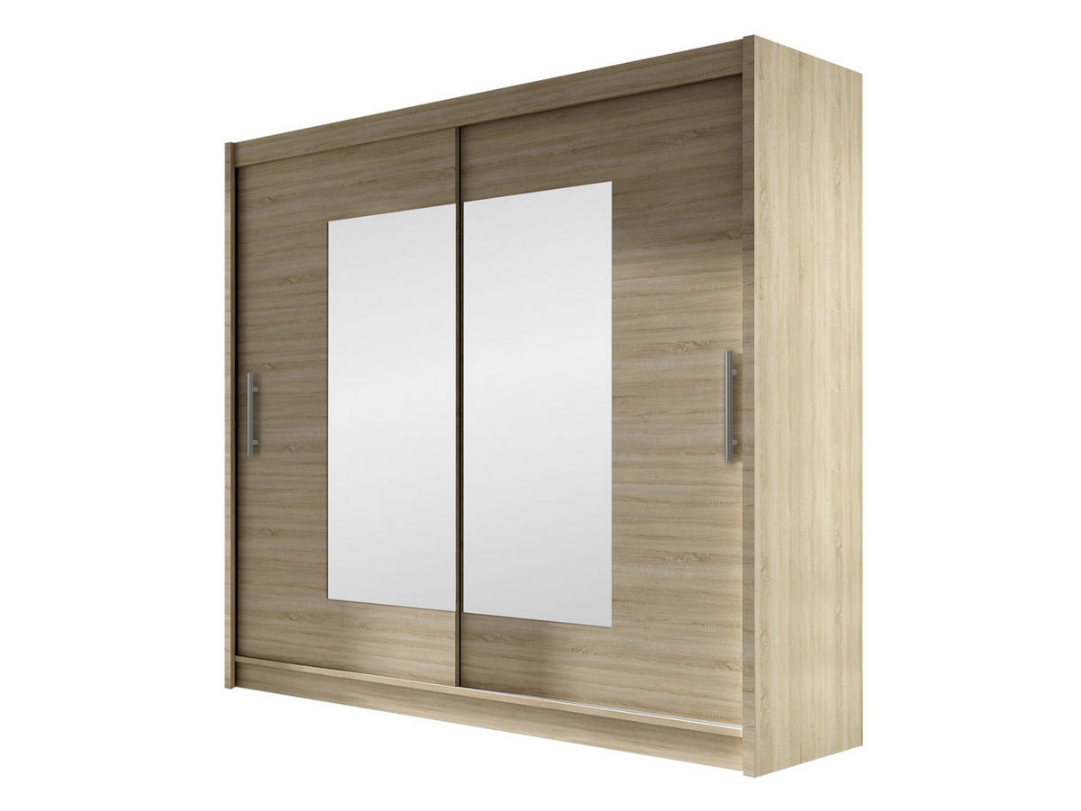 KLEIDERSCHRANK London VII - Silberfarben/Sonoma Eiche, Holzwerkstoff/Kunststoff (180/215/58cm) - MIRJAN24