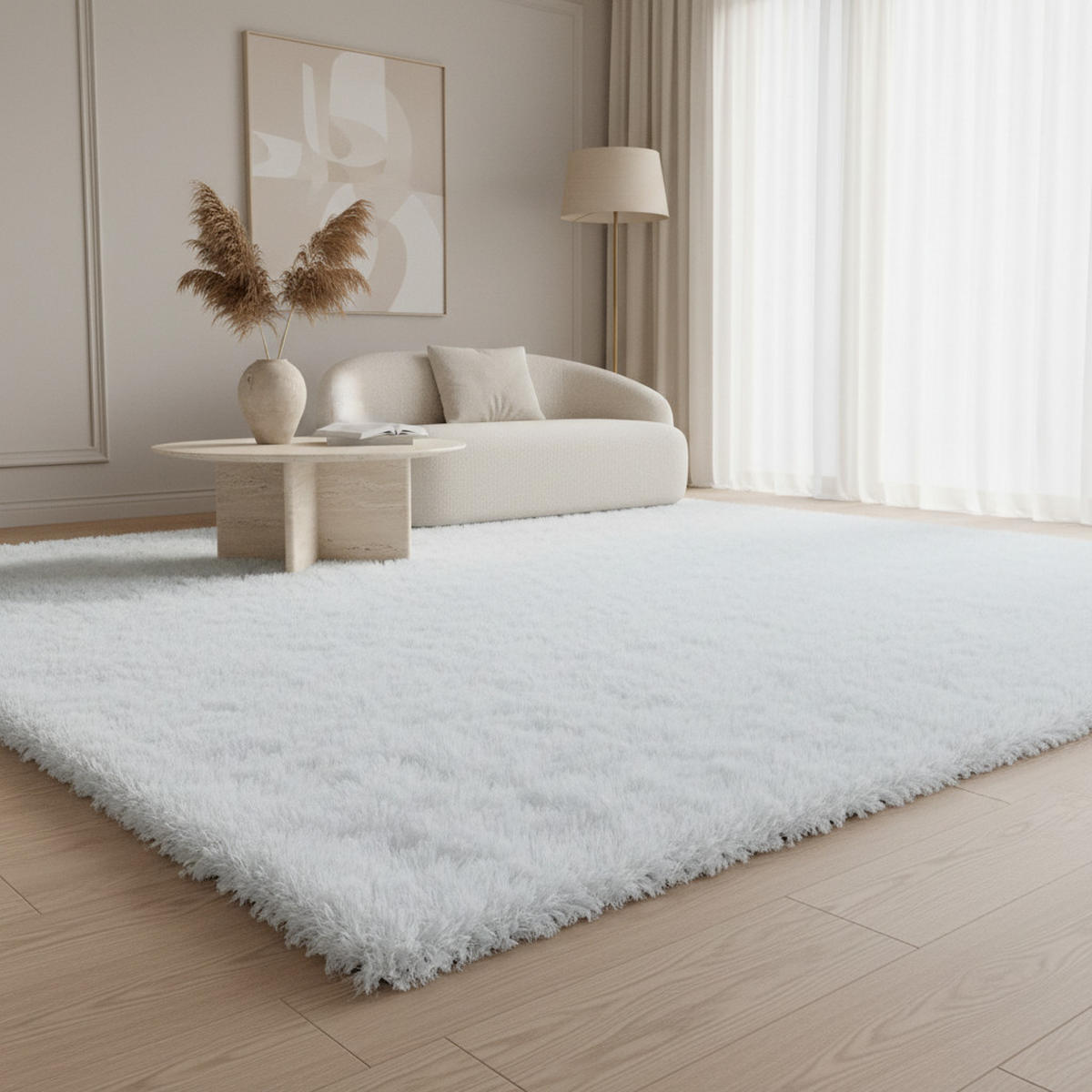 TEPPICH Hochflor Shaggy Uni-Look Polypropylen Wohnzimmer Weiß Rechteckig 300x400 - Weiß, Textil (300/400cm) - KADIMA DESIGN