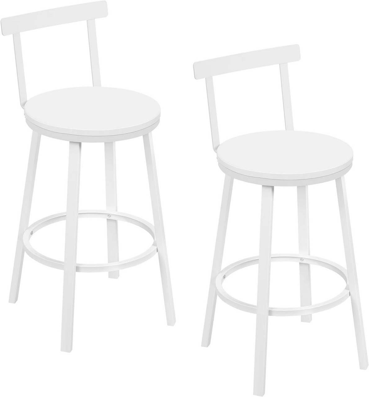 BARHOCKER 2er Set mit Lehne, Weiß - Weiß, Holzwerkstoff/Metall (51.5/89/51.5cm) - Woltu