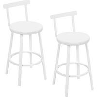 BARHOCKER 2er Set mit Lehne, Weiß - Weiß, Holzwerkstoff/Metall (51.5/89/51.5cm) - Woltu