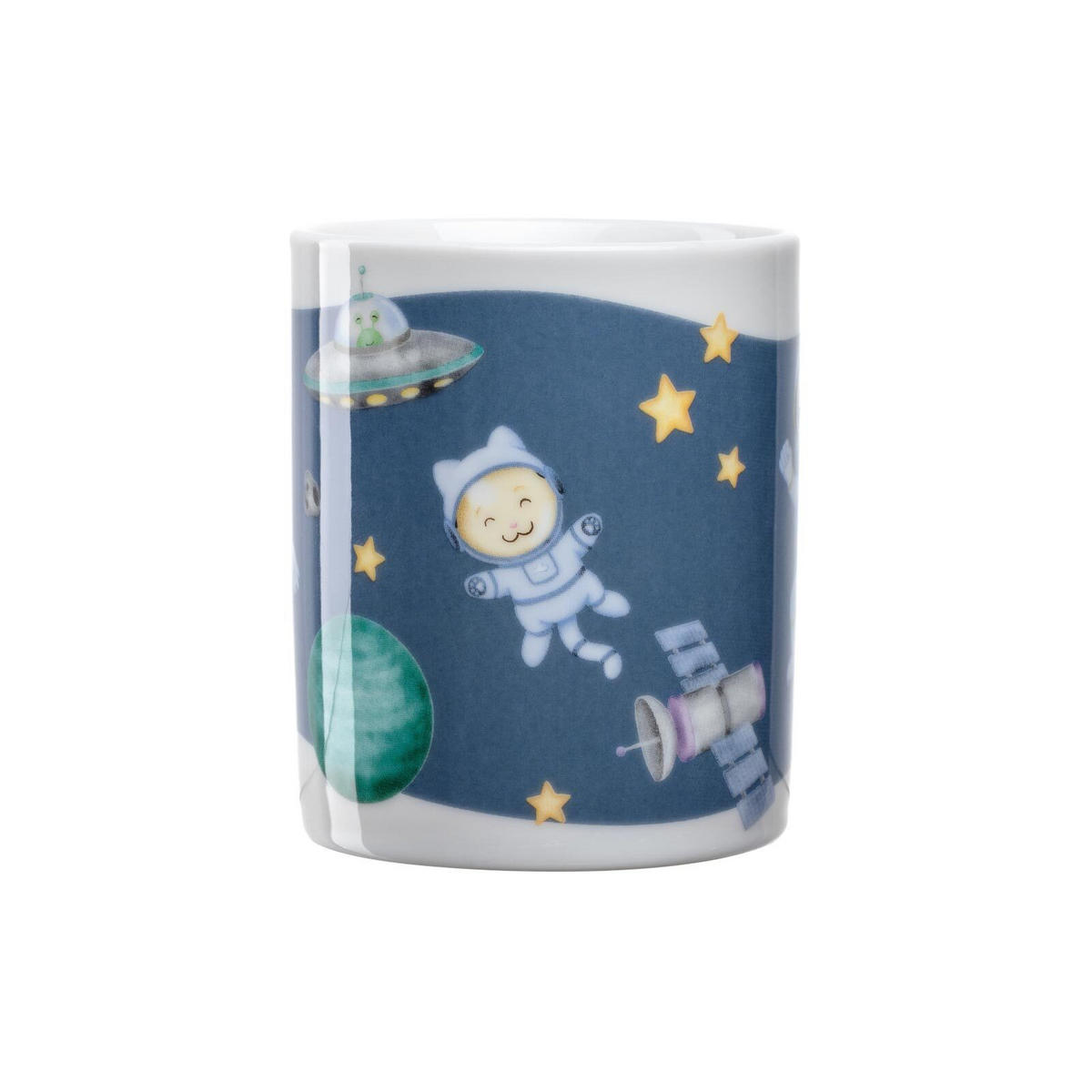 KINDERGESCHIRR SET MIT BESTECK BAMBINI AVVENTURA Weltall - Blau, Keramik/Kunststoff (1/1/1cm) - Leonardo Living