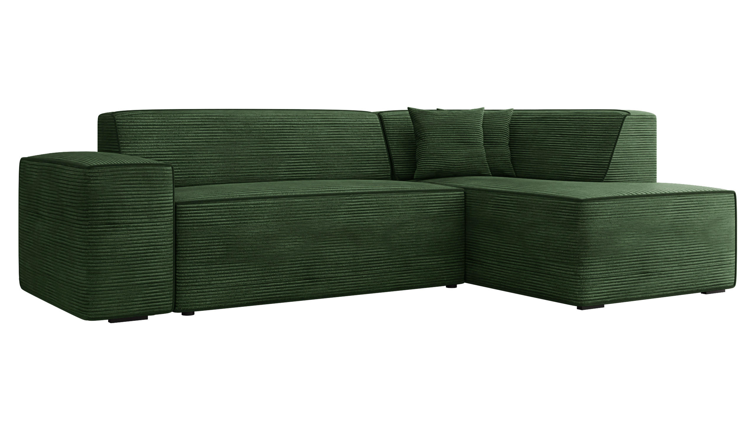 ECKSOFA Lordin Cord, Seite: Rechts - Schwarz/Grün, Holz/Textil (267/205cm) - MIRJAN24
