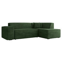 ECKSOFA Lordin Cord, Seite: Rechts - Schwarz/Grün, Holz/Textil (267/205cm) - MIRJAN24