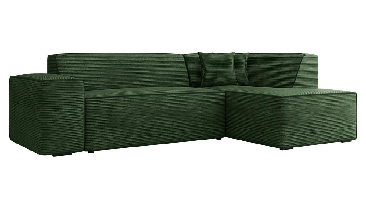 ECKSOFA Lordin Cord, Seite: Rechts - Schwarz/Grün, Holz/Textil (267/205cm) - MIRJAN24